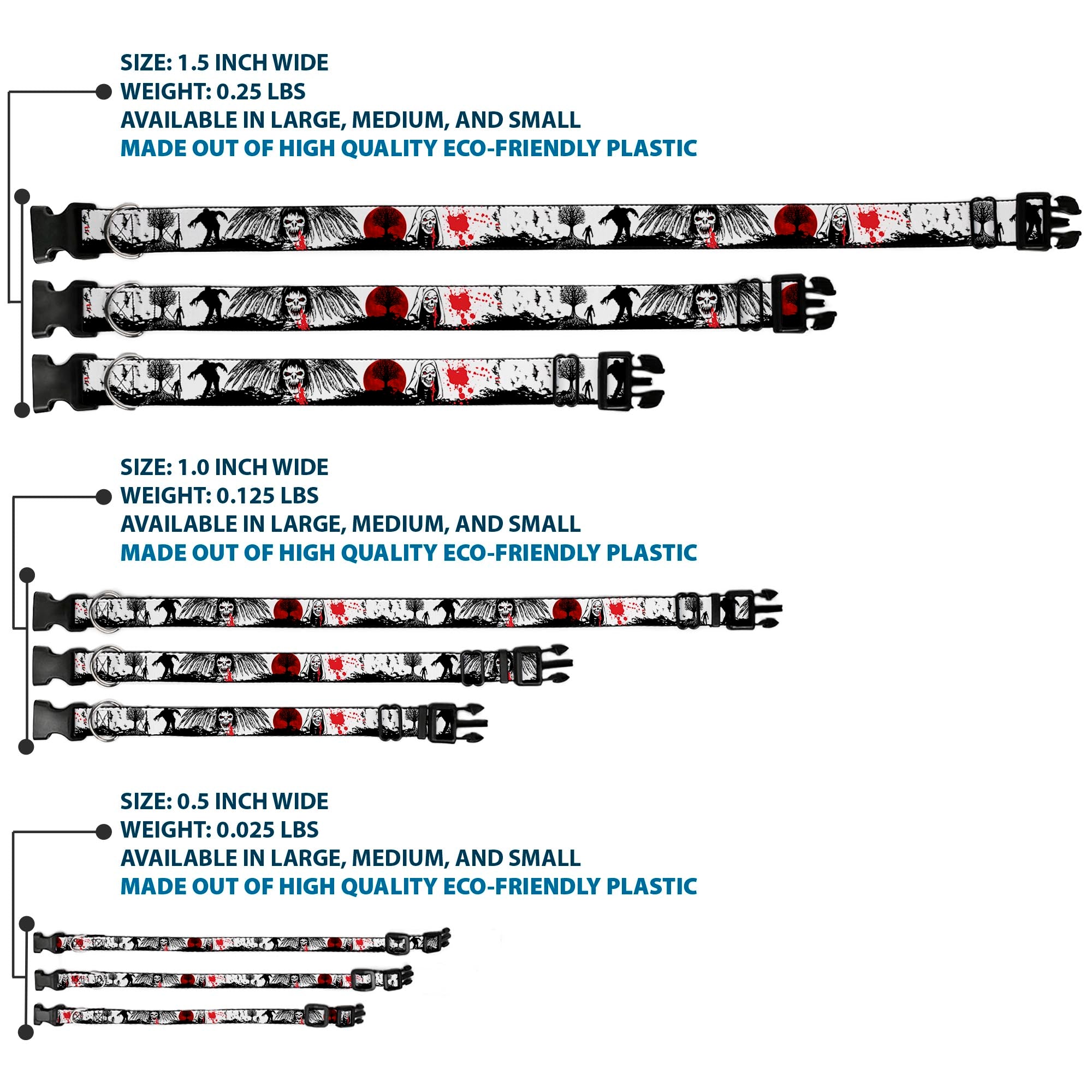 Plastic Clip Collar - Fright Night White/Black/Red Plastic Clip Collars Buckle-Down