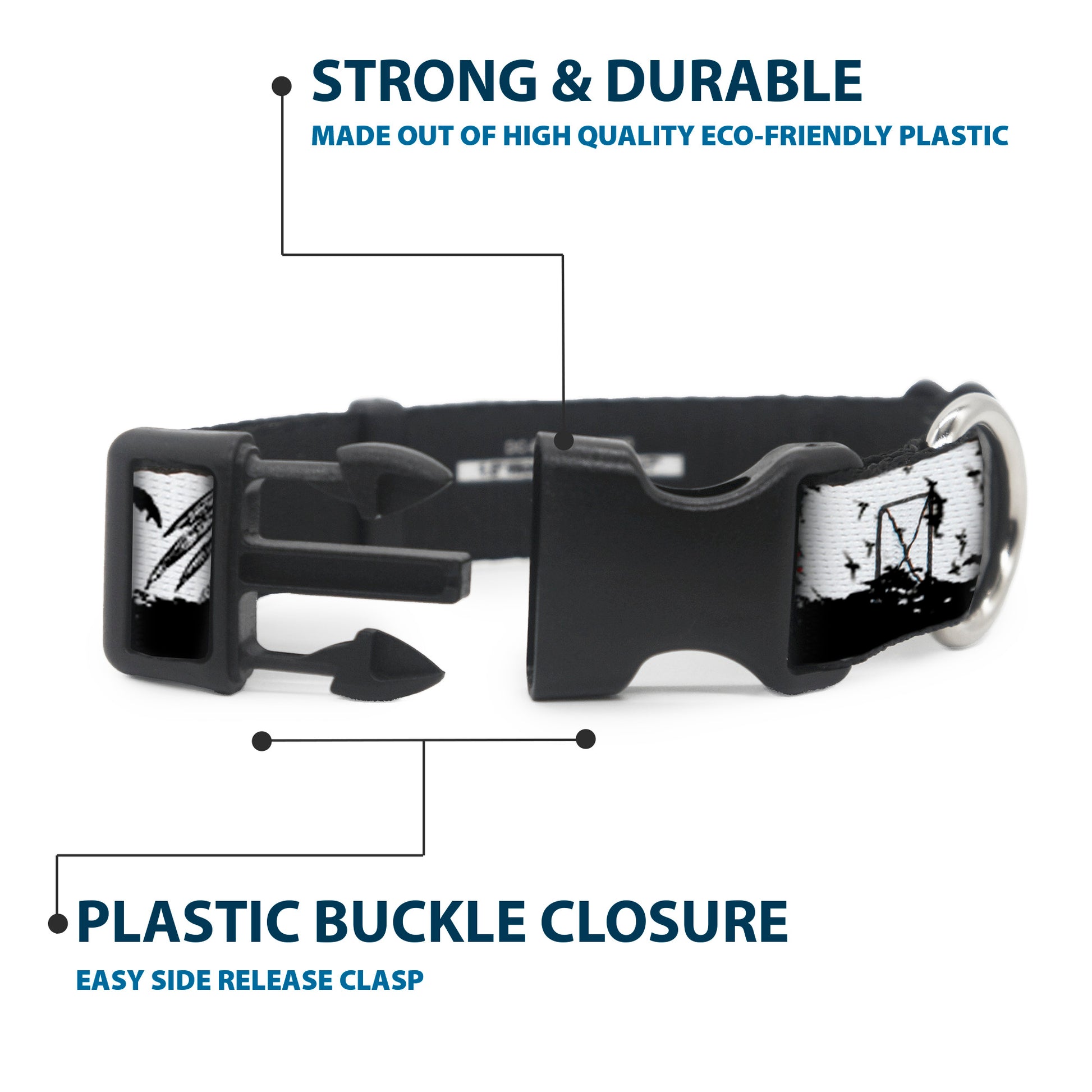 Plastic Clip Collar - Fright Night White/Black/Red Plastic Clip Collars Buckle-Down