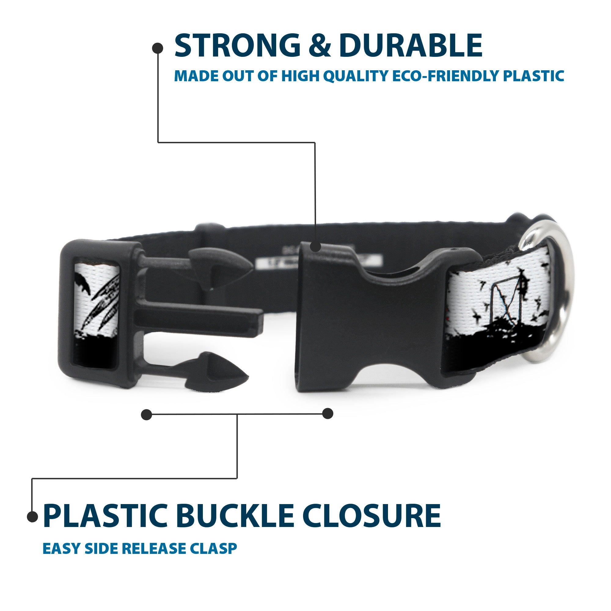 Plastic Clip Collar - Fright Night White/Black/Red Plastic Clip Collars Buckle-Down