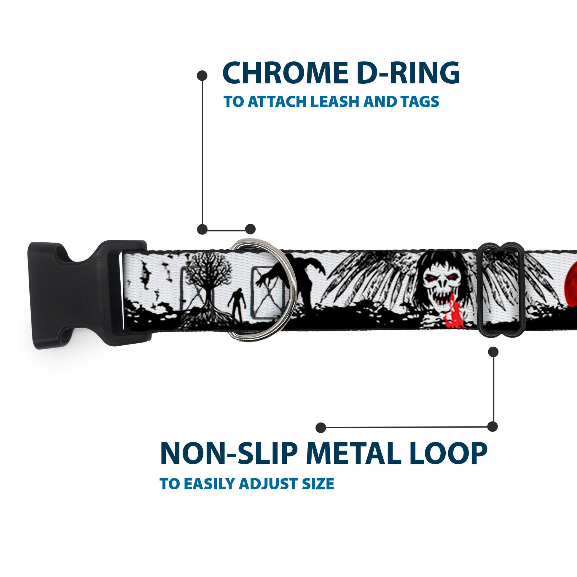 Plastic Clip Collar - Fright Night White/Black/Red Plastic Clip Collars Buckle-Down