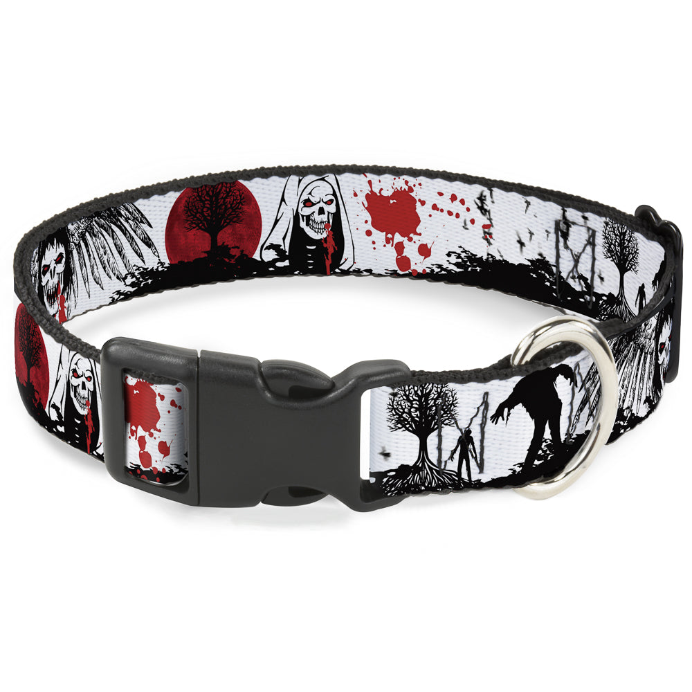 Plastic Clip Collar - Fright Night White/Black/Red Plastic Clip Collars Buckle-Down
