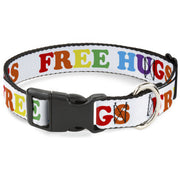 Plastic Clip Collar - FREE HUGS White/Multi Color Plastic Clip Collars Buckle-Down