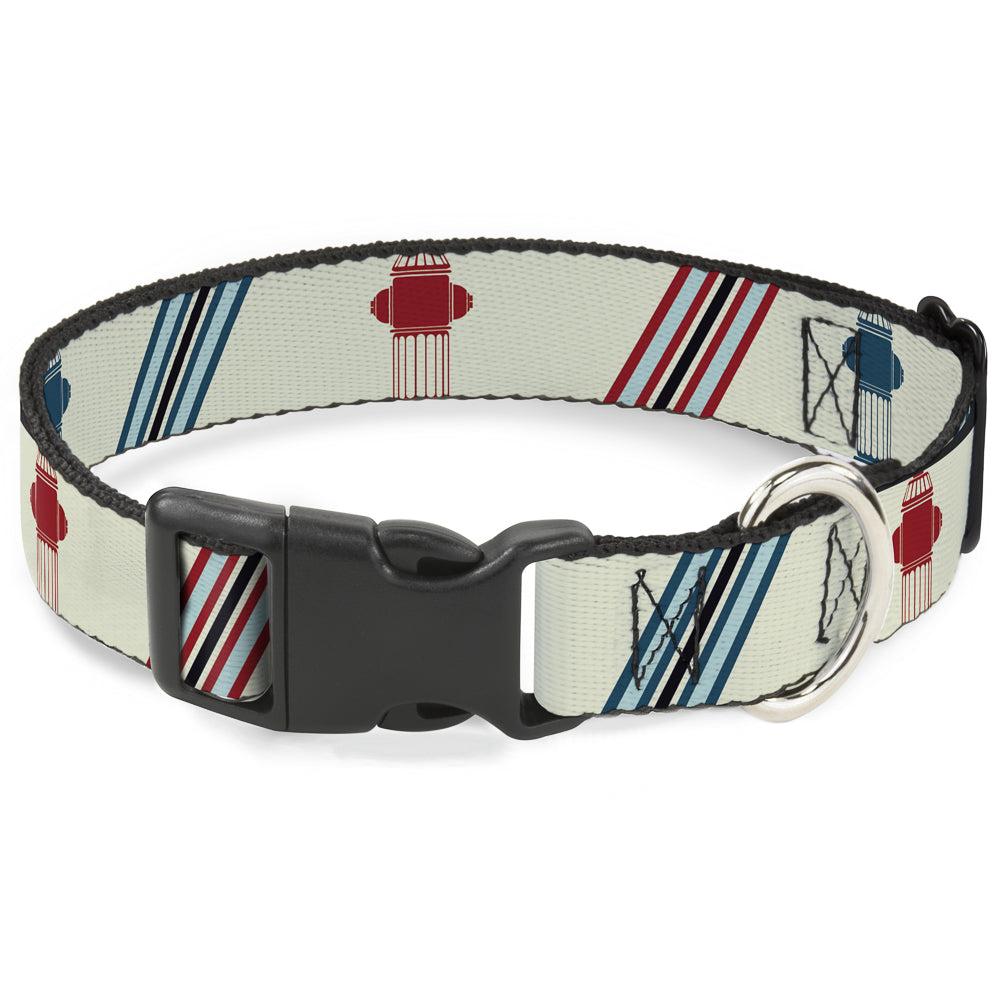 Plastic Clip Collar - Fire Hydrants/Stripes Tan/Blues/Reds Plastic Clip Collars Buckle-Down