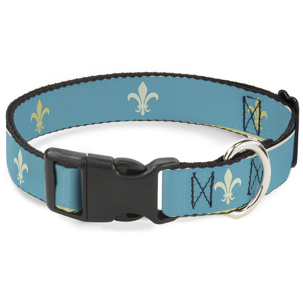 Plastic Clip Collar - Fleur-de-Lis2 Baby Blue/Tan/Lime Green Plastic Clip Collars Buckle-Down