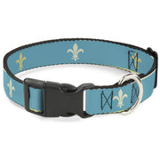 Plastic Clip Collar - Fleur-de-Lis2 Baby Blue/Tan/Lime Green Plastic Clip Collars Buckle-Down