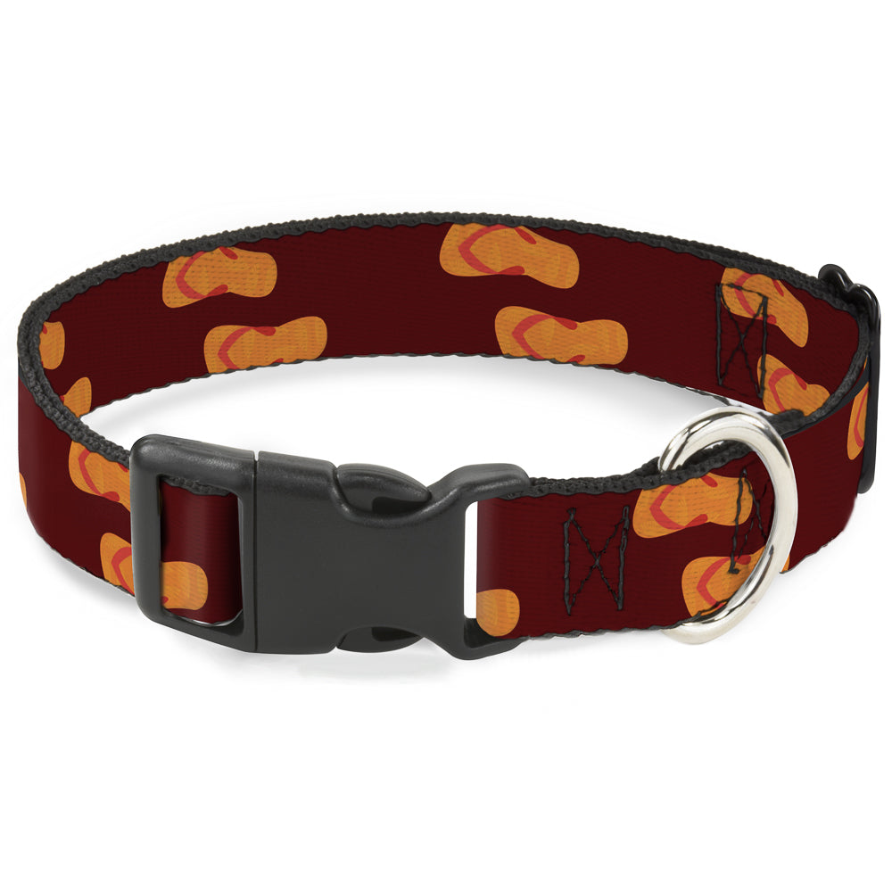 Plastic Clip Collar - Flip Flops Burgundy/Orange Plastic Clip Collars Buckle-Down