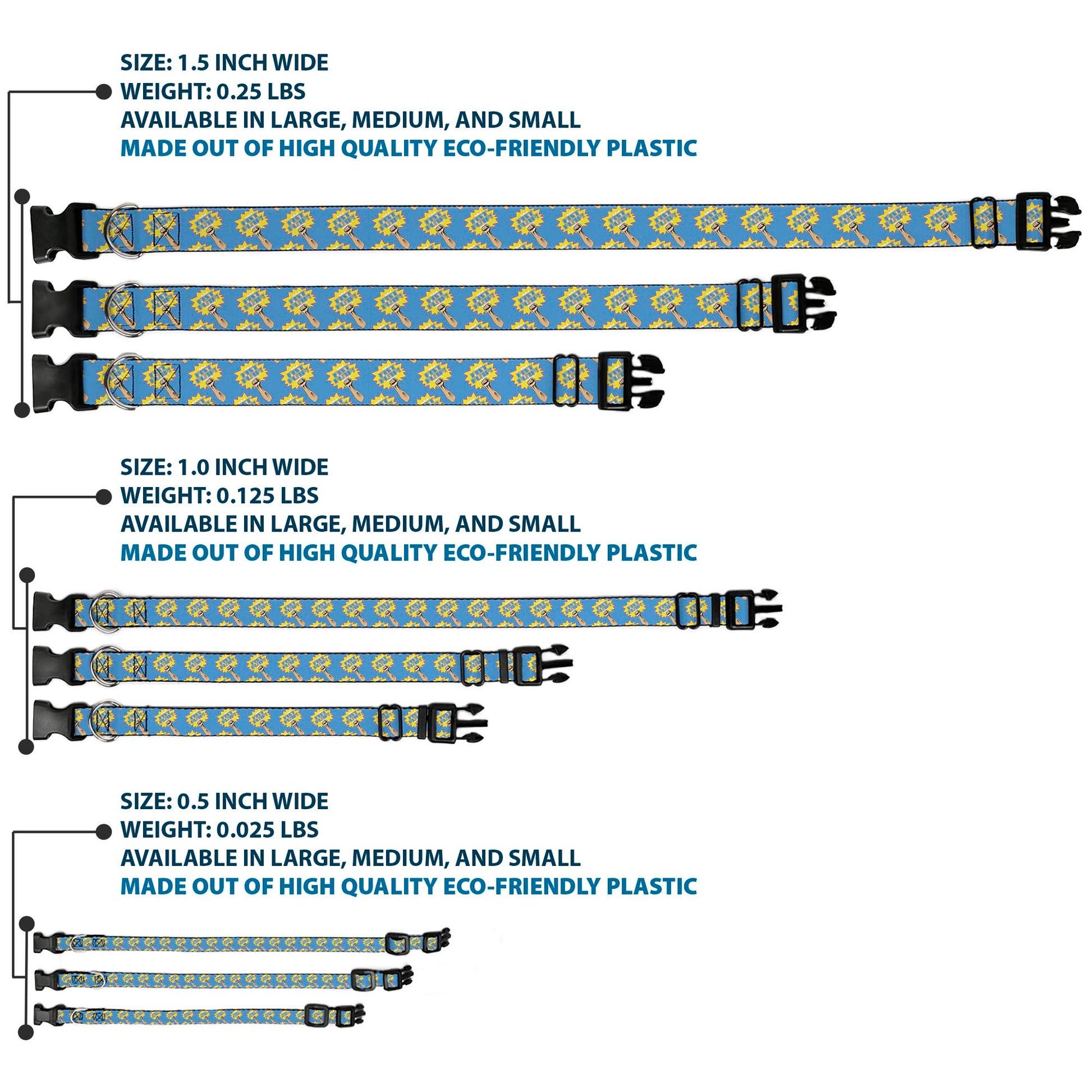 Plastic Clip Collar - Fist Pump Baby Blue/Yellow Plastic Clip Collars Buckle-Down