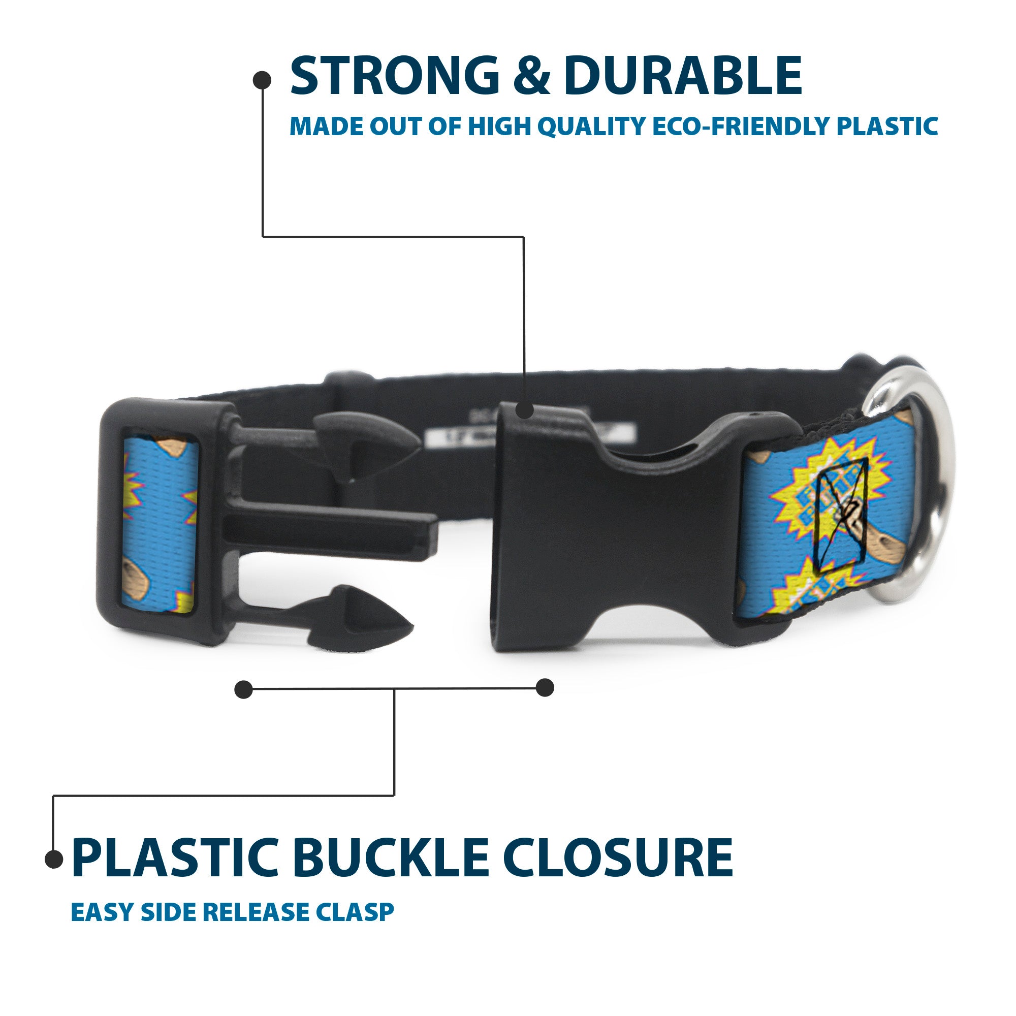 Plastic Clip Collar - Fist Pump Baby Blue/Yellow Plastic Clip Collars Buckle-Down