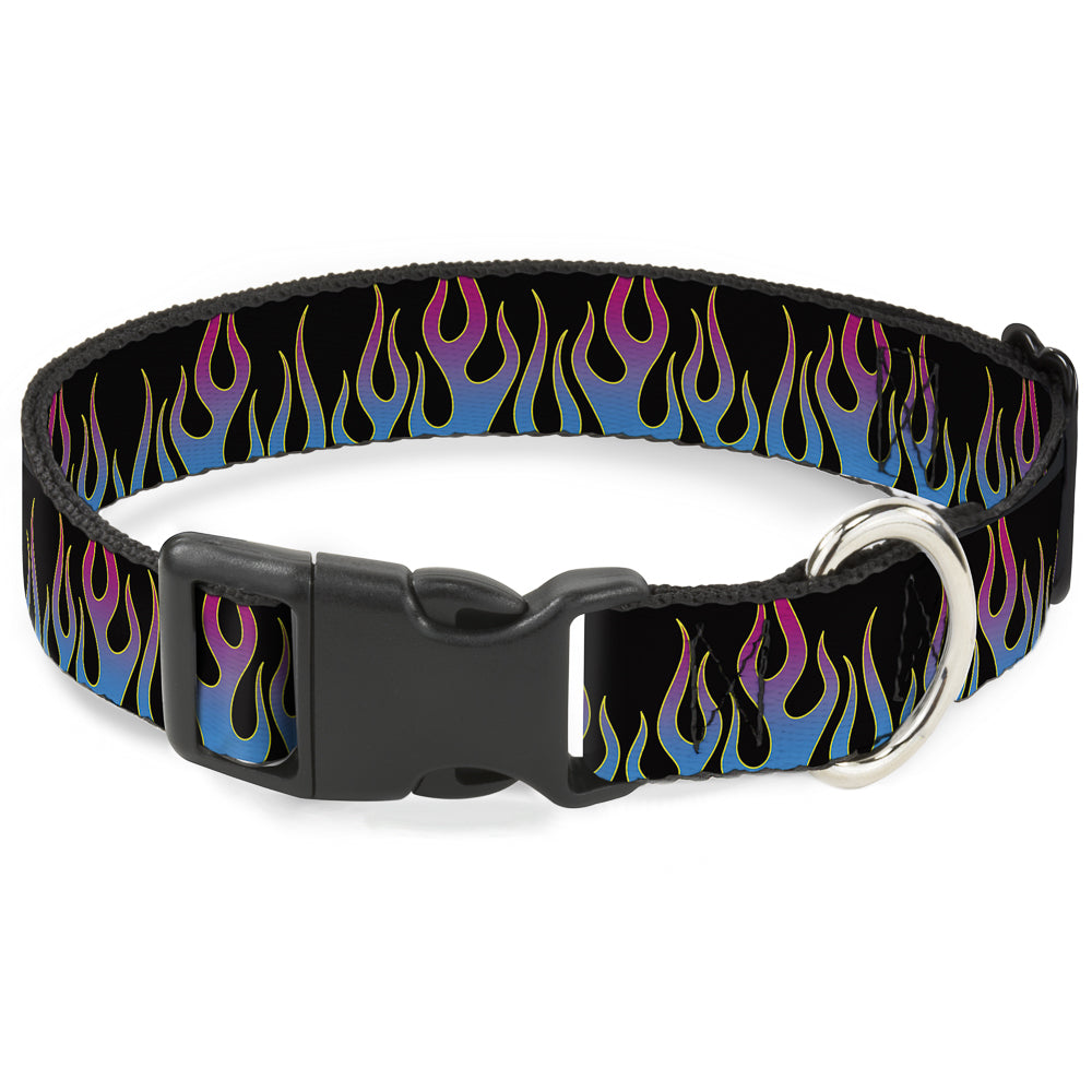 Plastic Clip Collar - Flames Black/Blue/Pink Plastic Clip Collars Buckle-Down