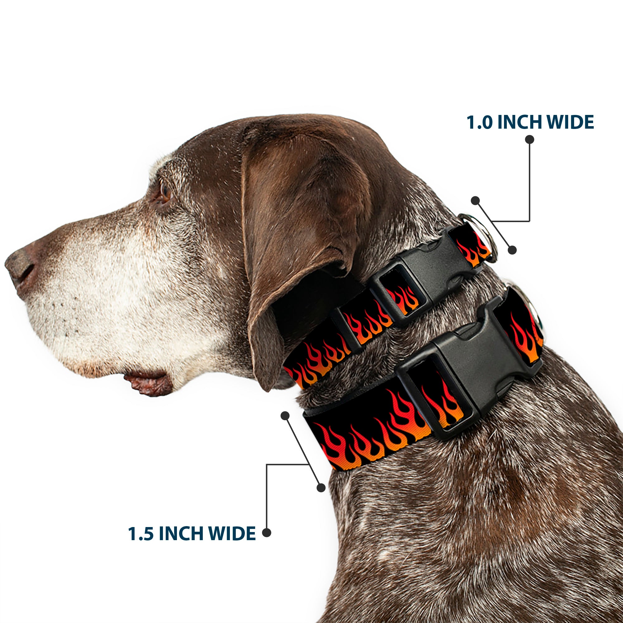 Plastic Clip Collar - Flames Black/Orange/Red Plastic Clip Collars Buckle-Down