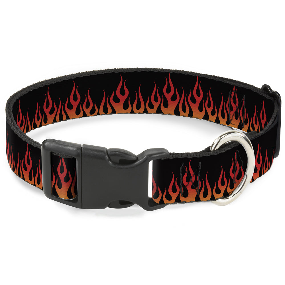 Plastic Clip Collar - Flames Black/Orange/Red Plastic Clip Collars Buckle-Down
