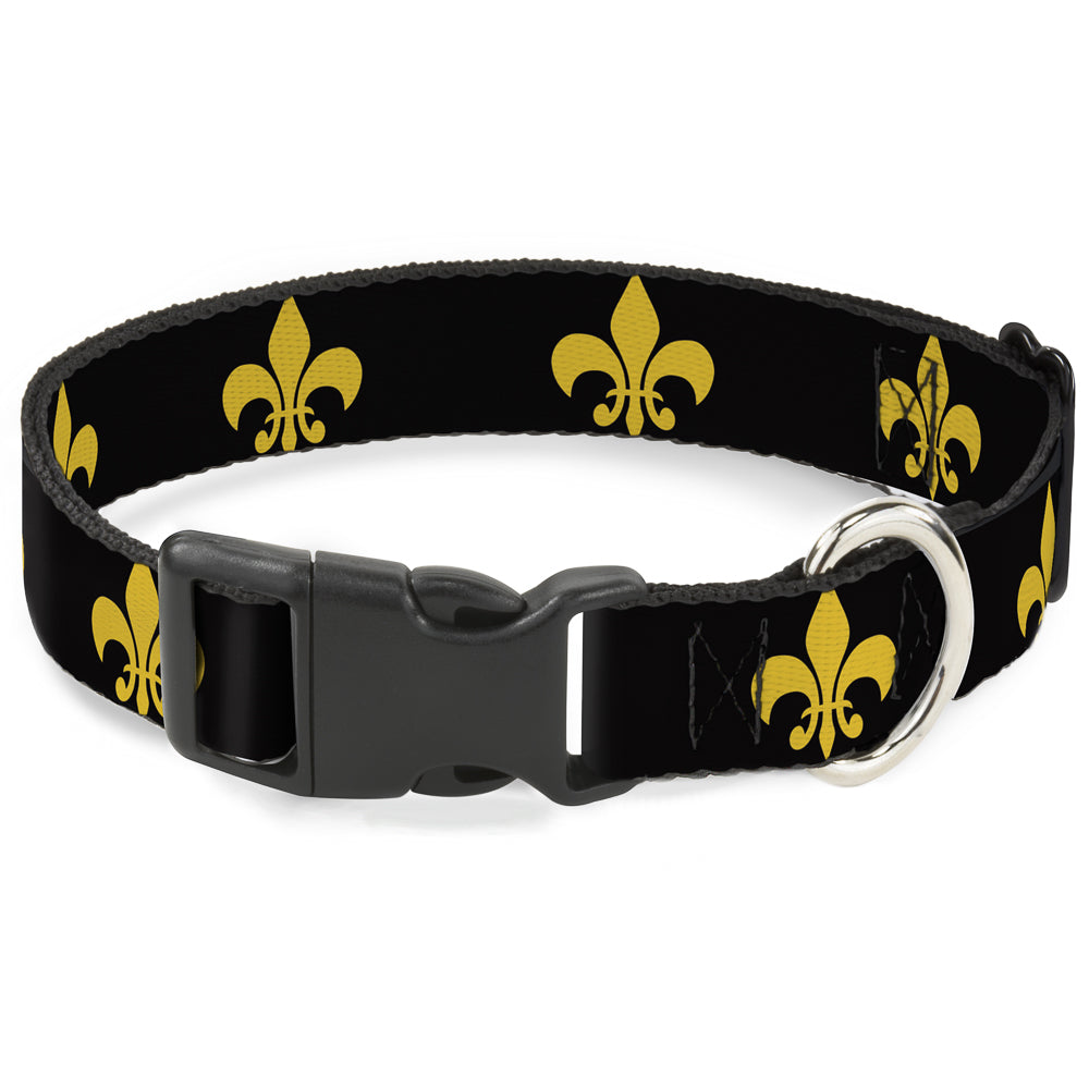 Plastic Clip Collar - Fleur-de-Lis Black/Yellow Plastic Clip Collars Buckle-Down