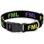 Buckle-Down Plastic Buckle Dog Collar - FML Black/Yellow/Green/Purple Plastic Clip Collars Buckle-Down