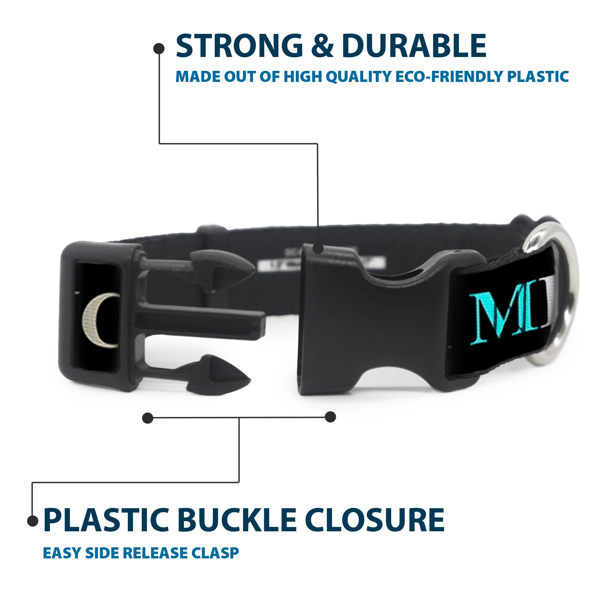 Buckle-Down Plastic Buckle Dog Collar - FUCK YOU/FUCK ME Black/White/Blue Plastic Clip Collars Buckle-Down