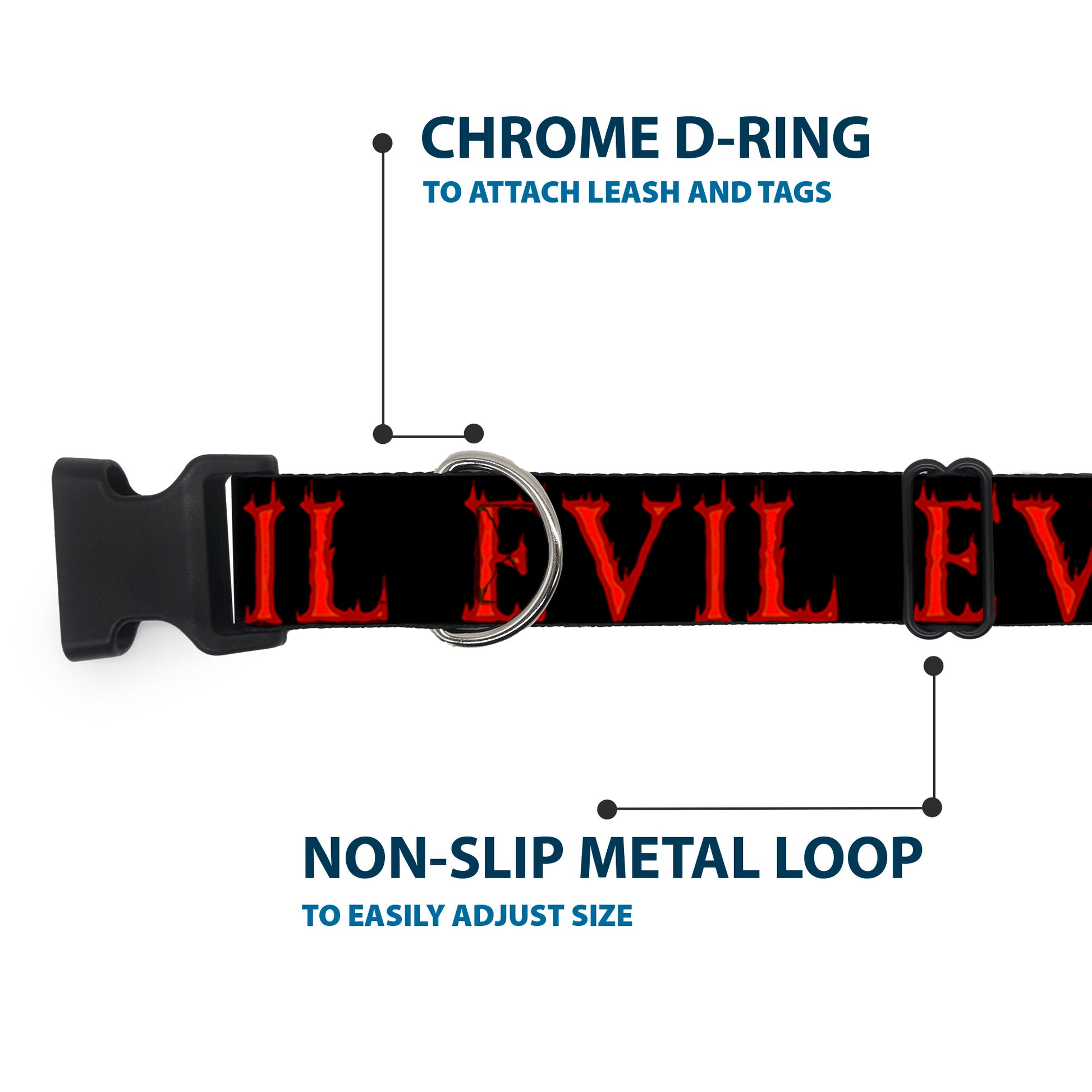 Plastic Clip Collar - Flaming EVIL Black/Red Plastic Clip Collars Buckle-Down