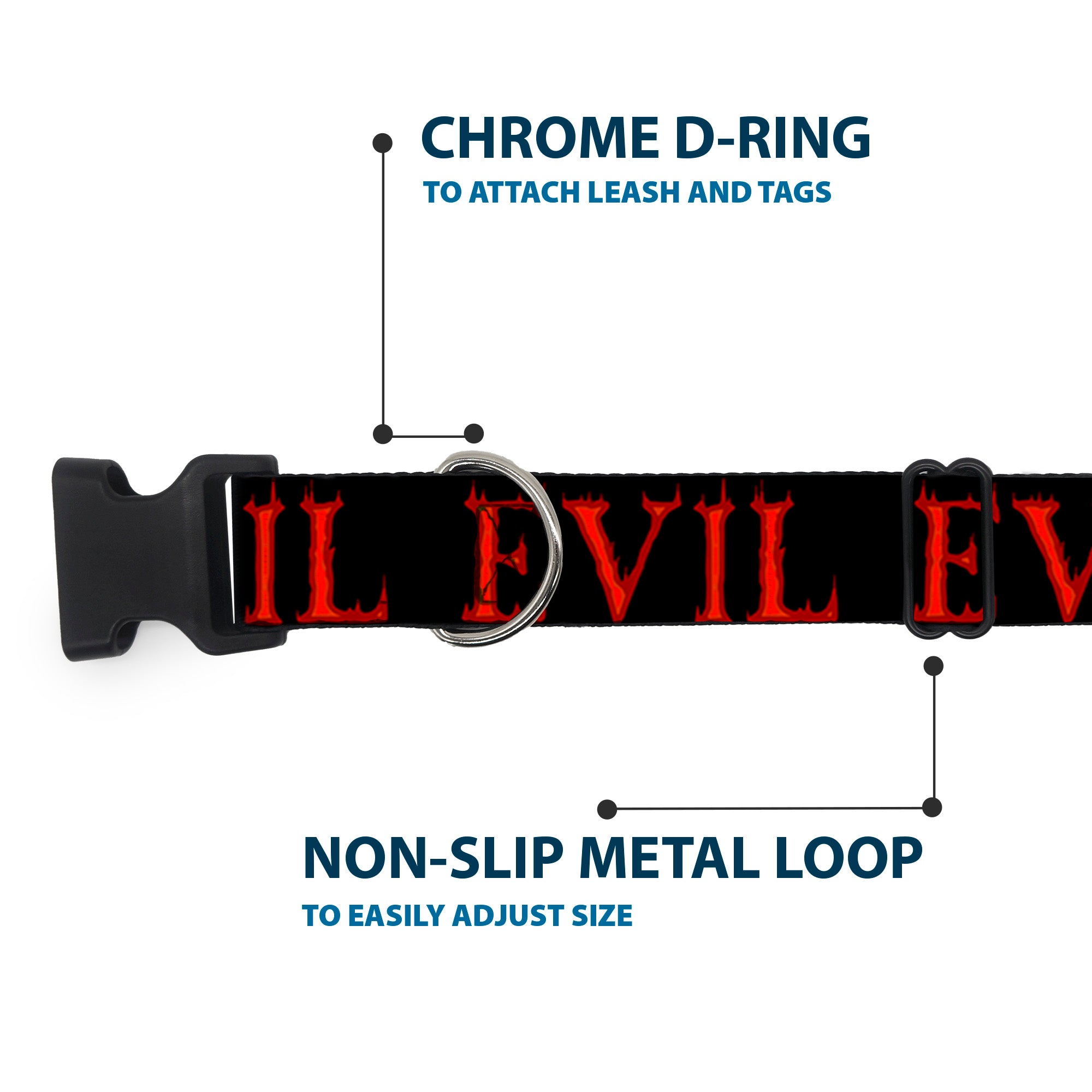 Plastic Clip Collar - Flaming EVIL Black/Red Plastic Clip Collars Buckle-Down