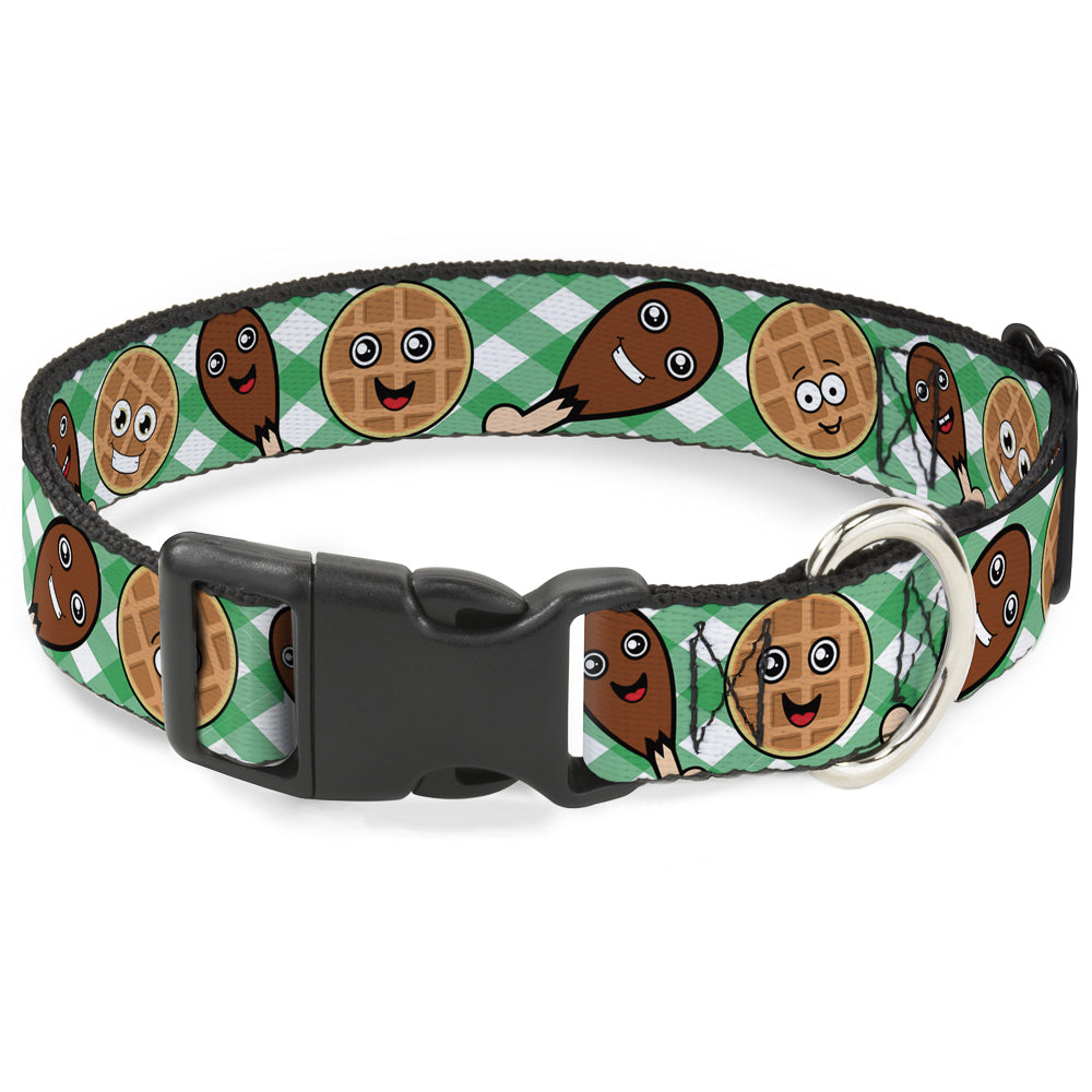 Plastic Clip Collar - Fried Chicken & Waffles Plaid White/Green Plastic Clip Collars Buckle-Down