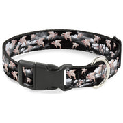 Plastic Clip Collar - Flying Pigs Black/White/Pink Plastic Clip Collars Buckle-Down