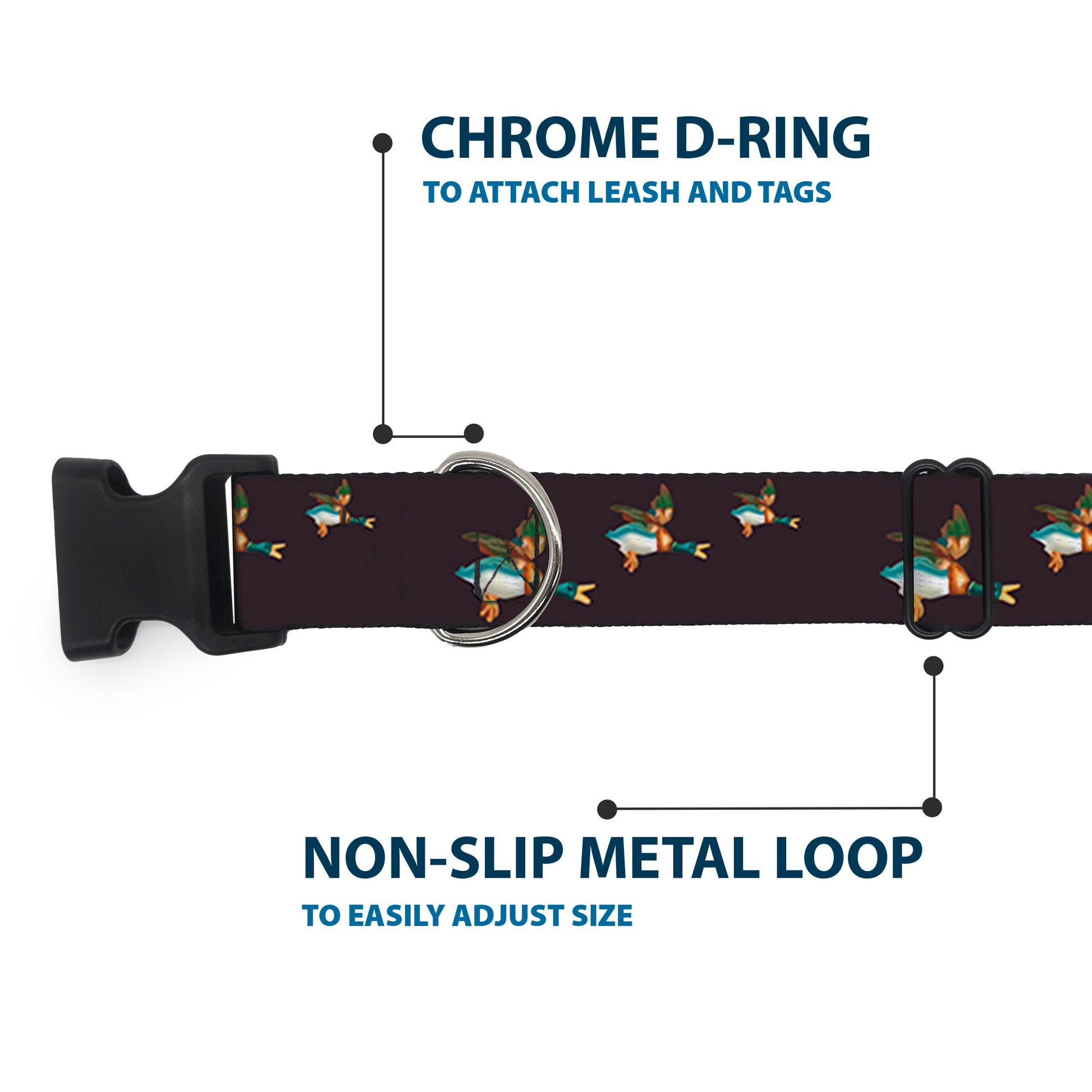 Plastic Clip Collar - Flying Mallards Burgundy Plastic Clip Collars Buckle-Down