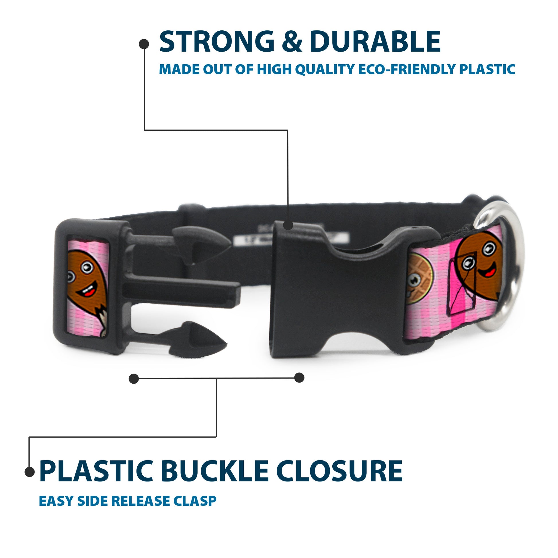 Plastic Clip Collar - Fried Chicken & Waffles Plaid Pinks Plastic Clip Collars Buckle-Down