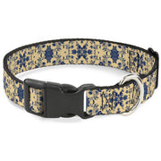 Plastic Clip Collar - Floral Collage Tan/Blue Plastic Clip Collars Buckle-Down