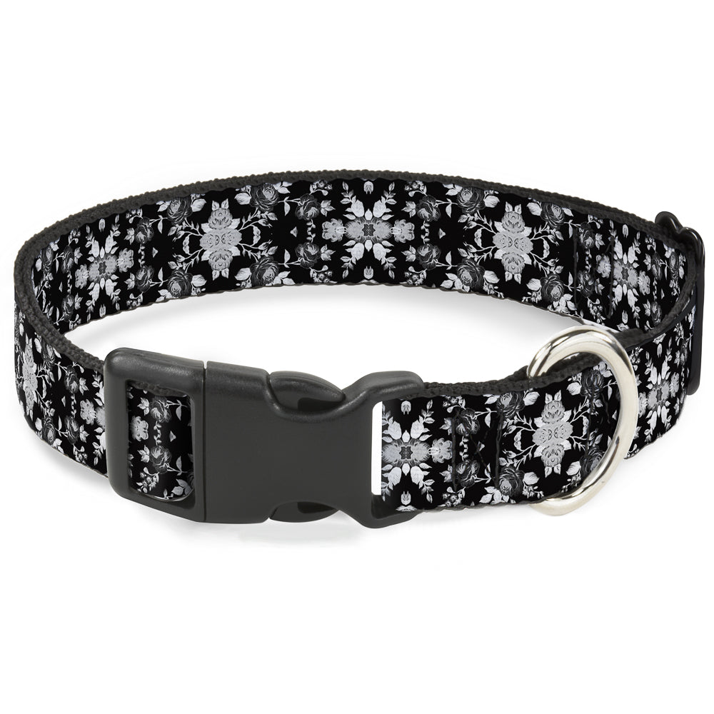 Plastic Clip Collar - Floral Collage Black/Gray/White Plastic Clip Collars Buckle-Down