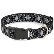 Plastic Clip Collar - Floral Collage Black/Gray/White Plastic Clip Collars Buckle-Down
