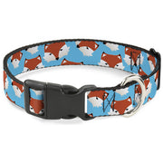 Plastic Clip Collar - Fox Face Scattered Sky Blue Plastic Clip Collars Buckle-Down