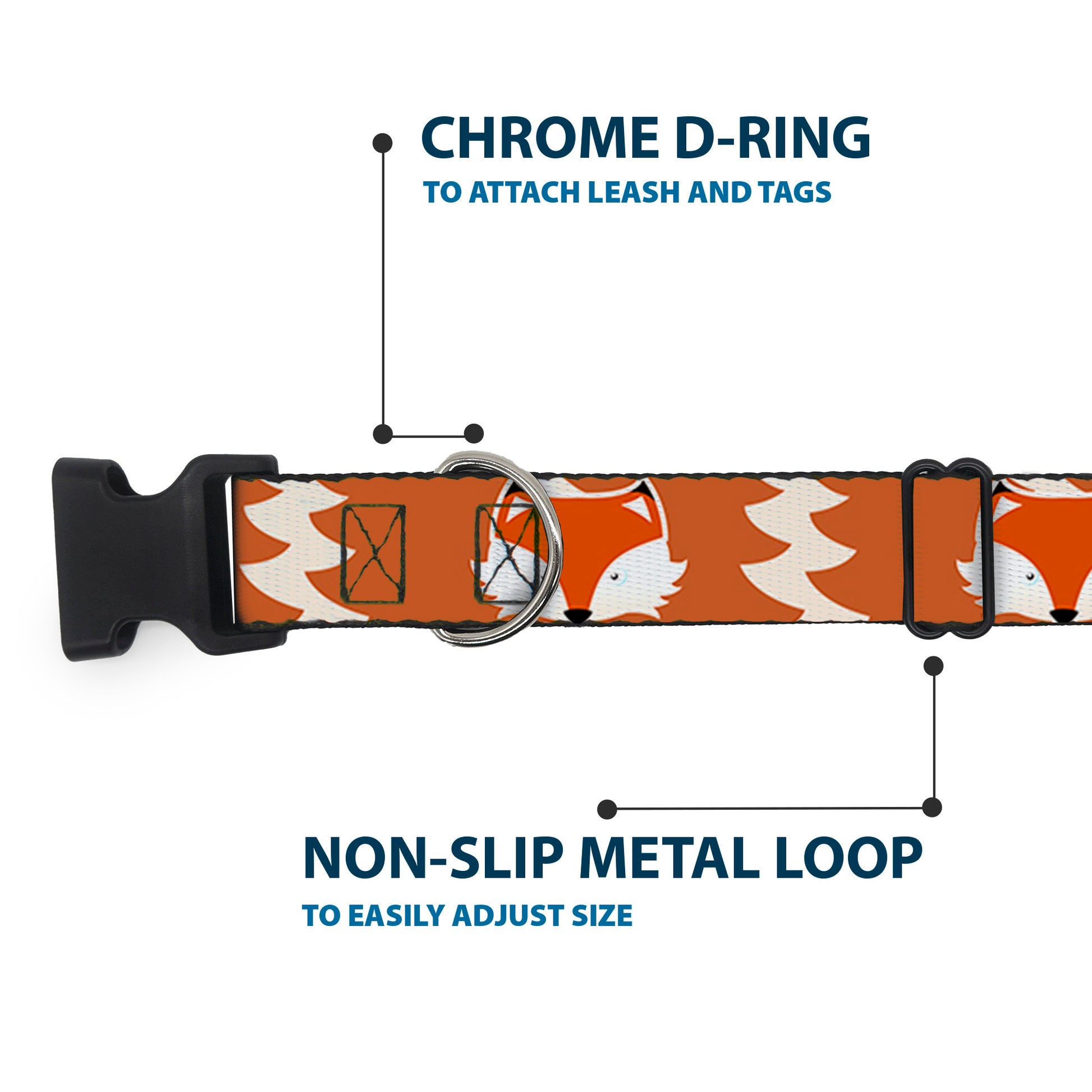 Plastic Clip Collar - Fox Face/Tail Orange/Natural Plastic Clip Collars Buckle-Down