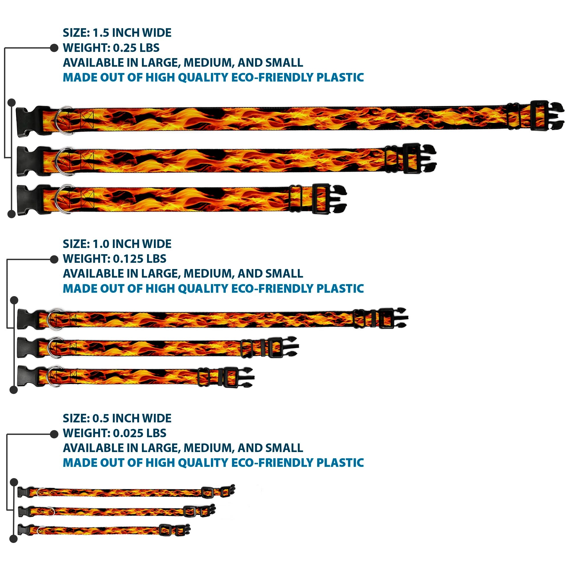 Plastic Clip Collar - Flames Vivid Black/Orange Plastic Clip Collars Buckle-Down