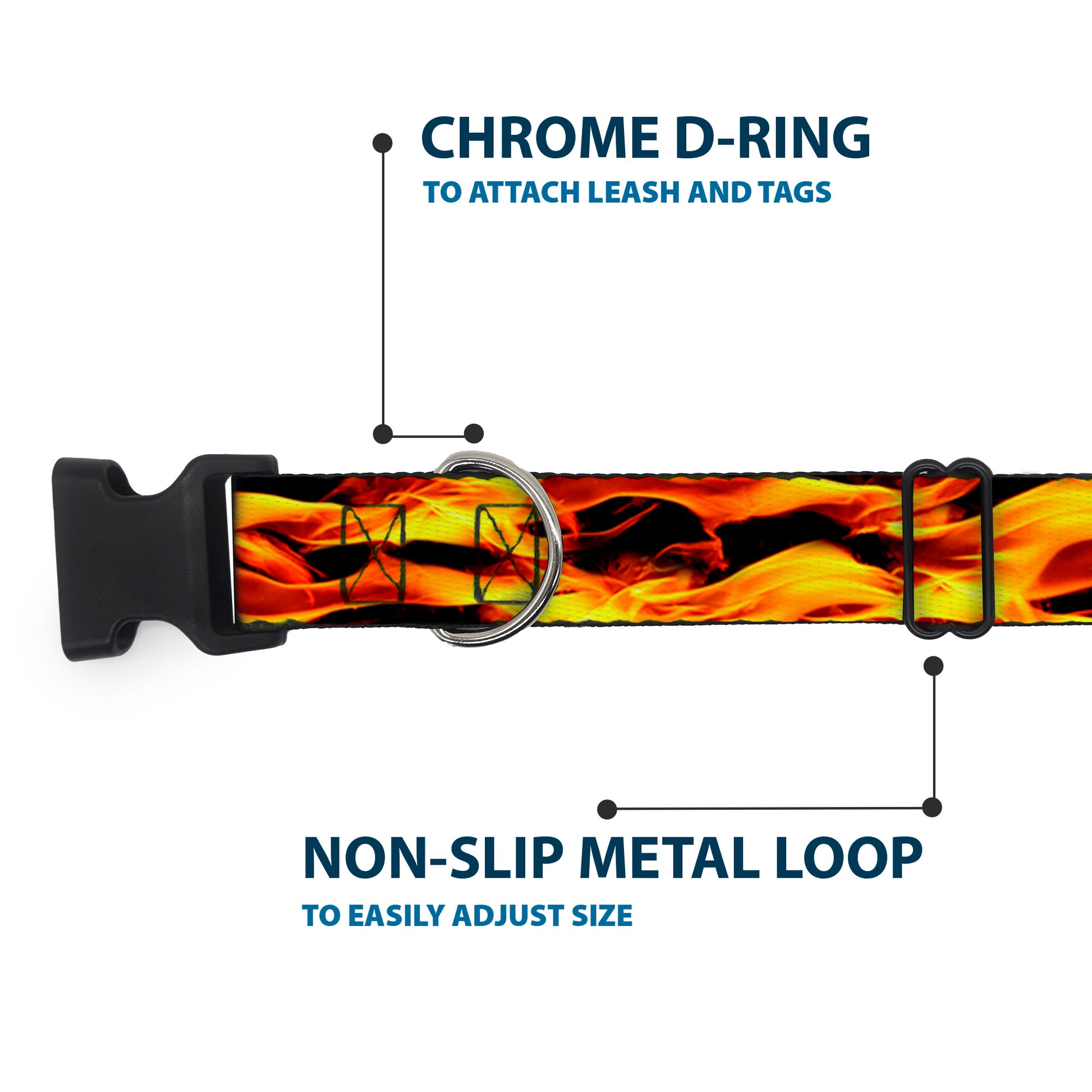 Plastic Clip Collar - Flames Vivid Black/Orange Plastic Clip Collars Buckle-Down