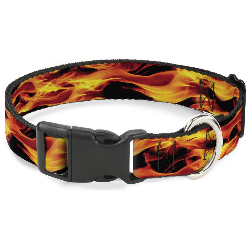Plastic Clip Collar - Flames Vivid Black/Orange Plastic Clip Collars Buckle-Down