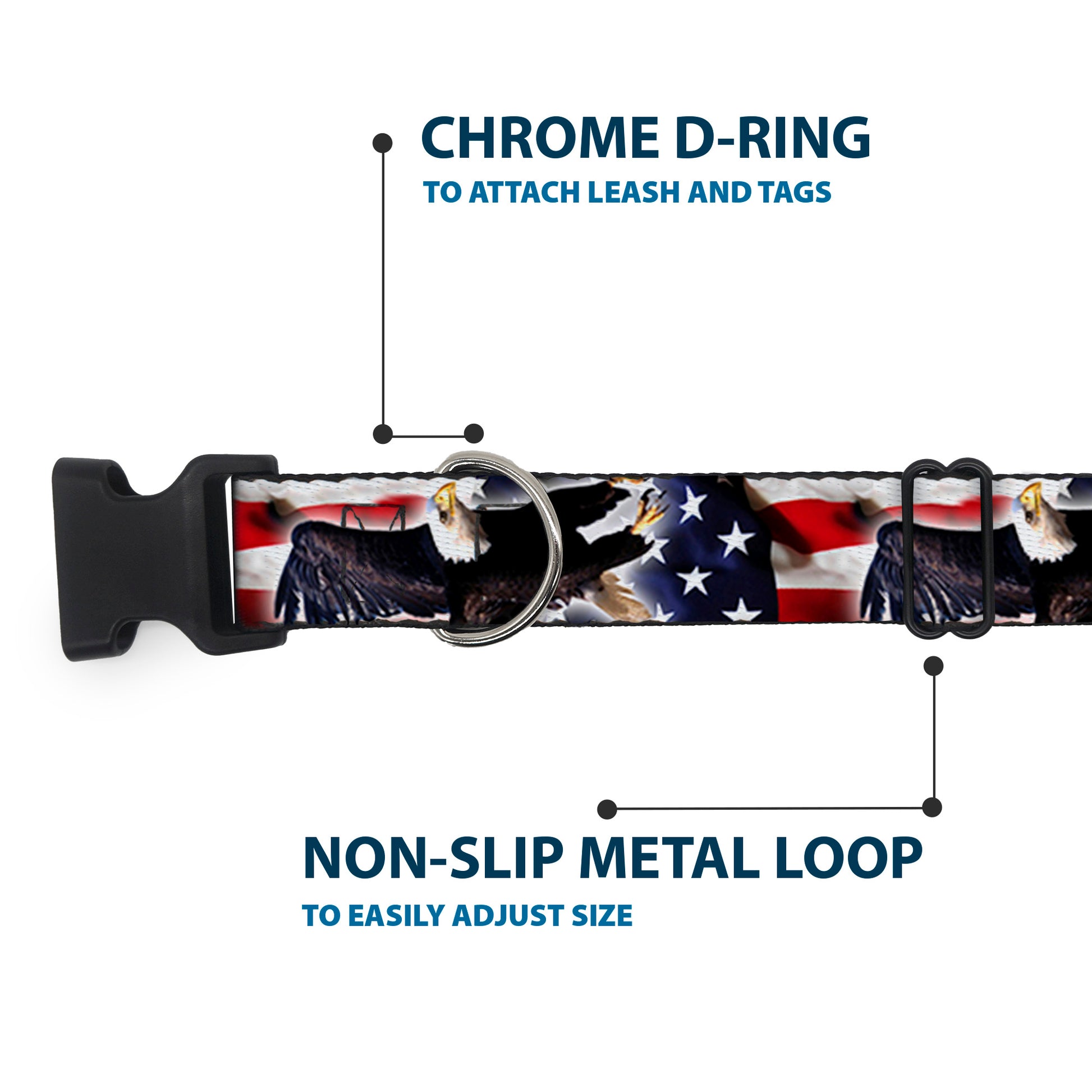Plastic Clip Collar - Flying Eagle/American Flag Plastic Clip Collars Buckle-Down