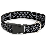 Plastic Clip Collar - Fleur-de-Lis/Printed Studs Black/Grays Plastic Clip Collars Buckle-Down