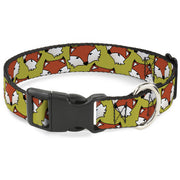 Plastic Clip Collar - Fox Face Scattered Warm Olive2 Plastic Clip Collars Buckle-Down