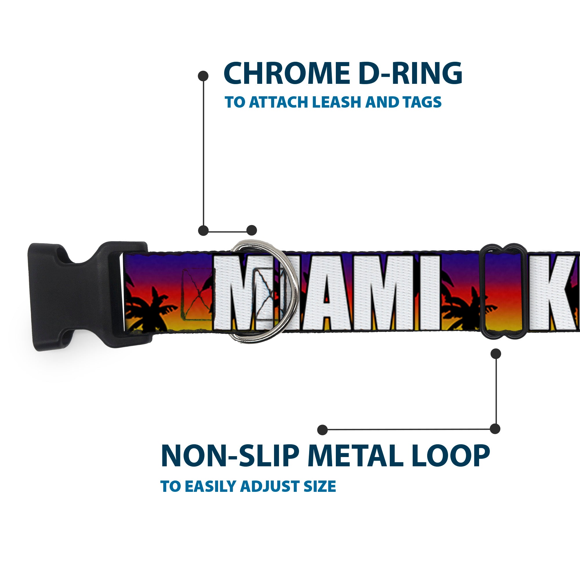 Plastic Clip Collar - Florida Cities Palm Tree Sunset/White Plastic Clip Collars Buckle-Down