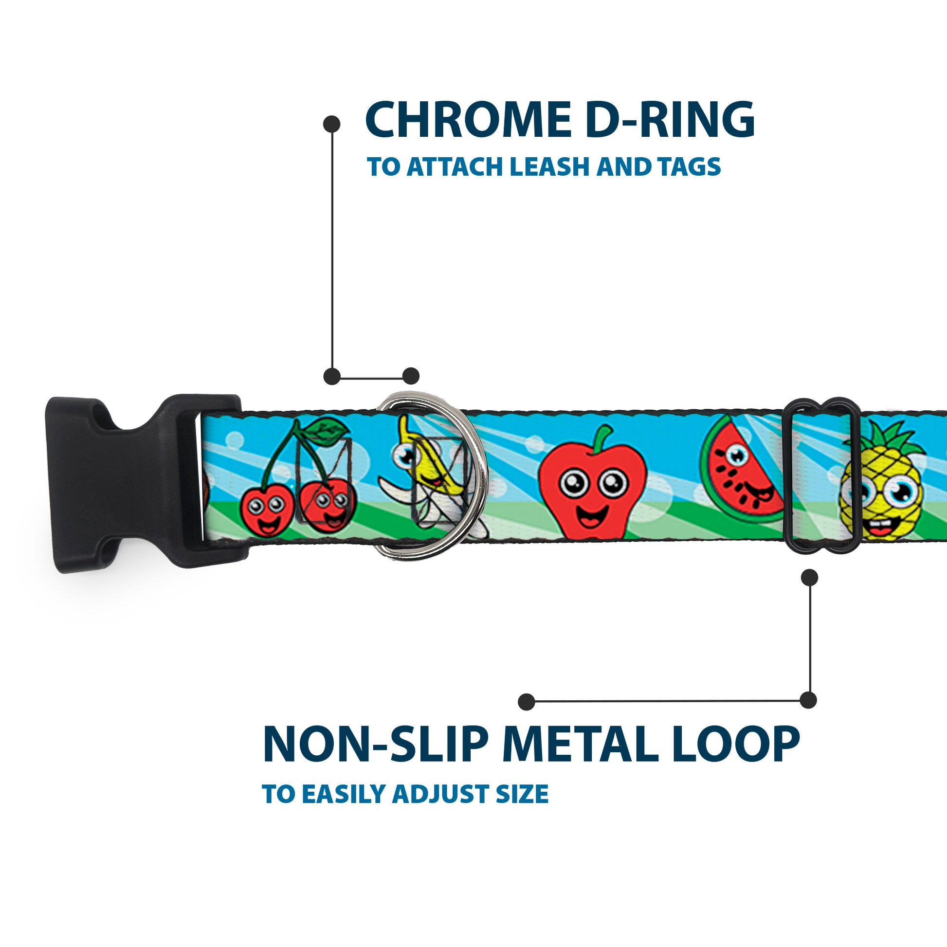 Plastic Clip Collar - Fruit Cartoon2 Plastic Clip Collars Buckle-Down