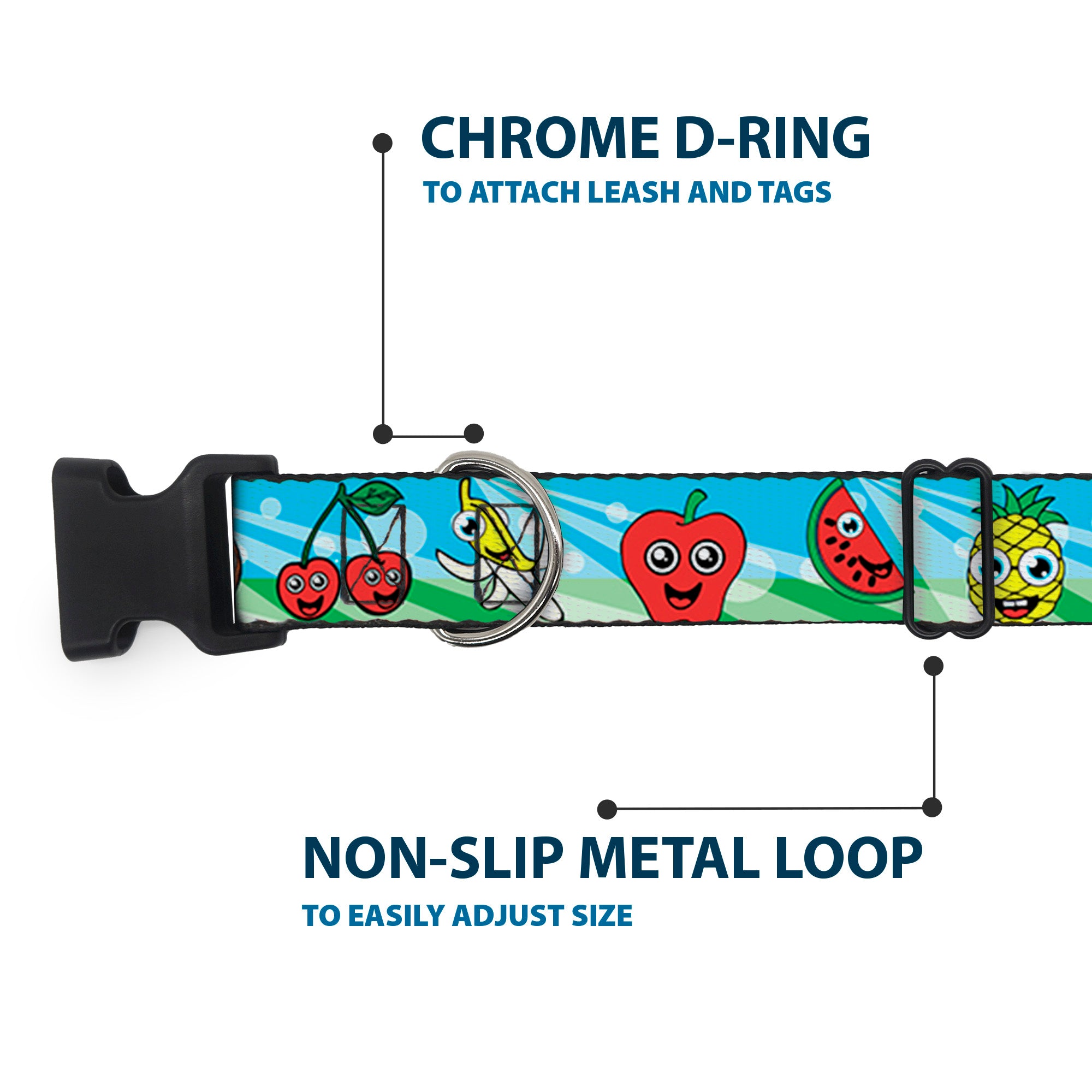 Plastic Clip Collar - Fruit Cartoon2 Plastic Clip Collars Buckle-Down