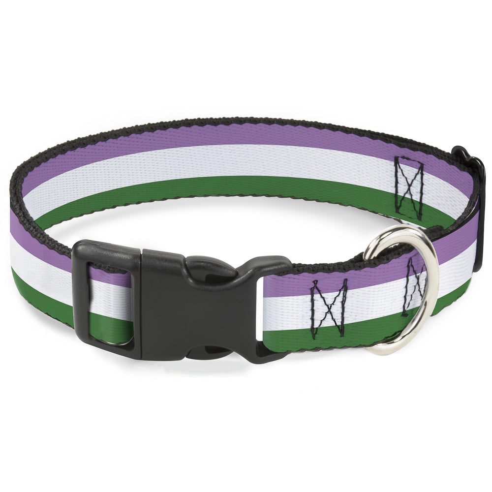 Plastic Clip Collar - Flag Genderqueer Lavender/White/Green Plastic Clip Collars Buckle-Down