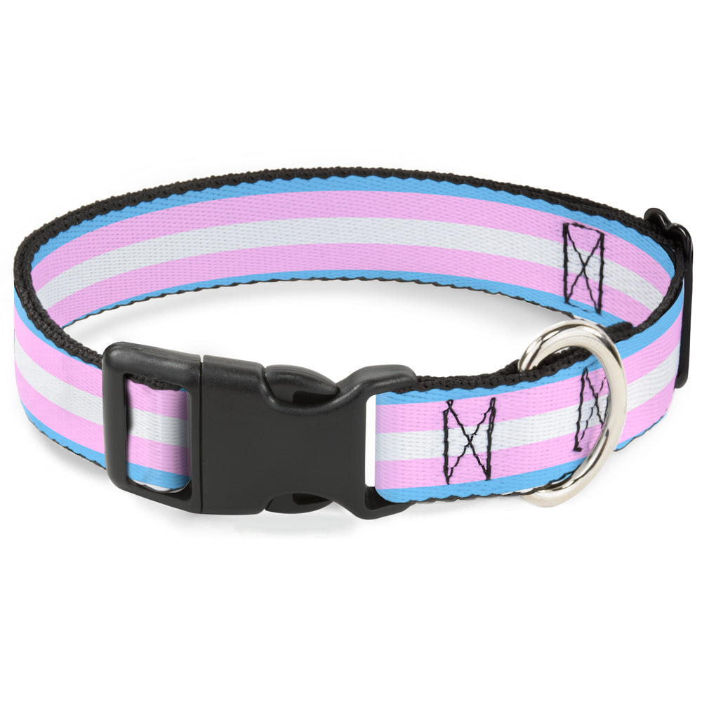 Plastic Clip Collar - Flag Transgender Baby Blue/Baby Pink/White Plastic Clip Collars Buckle-Down