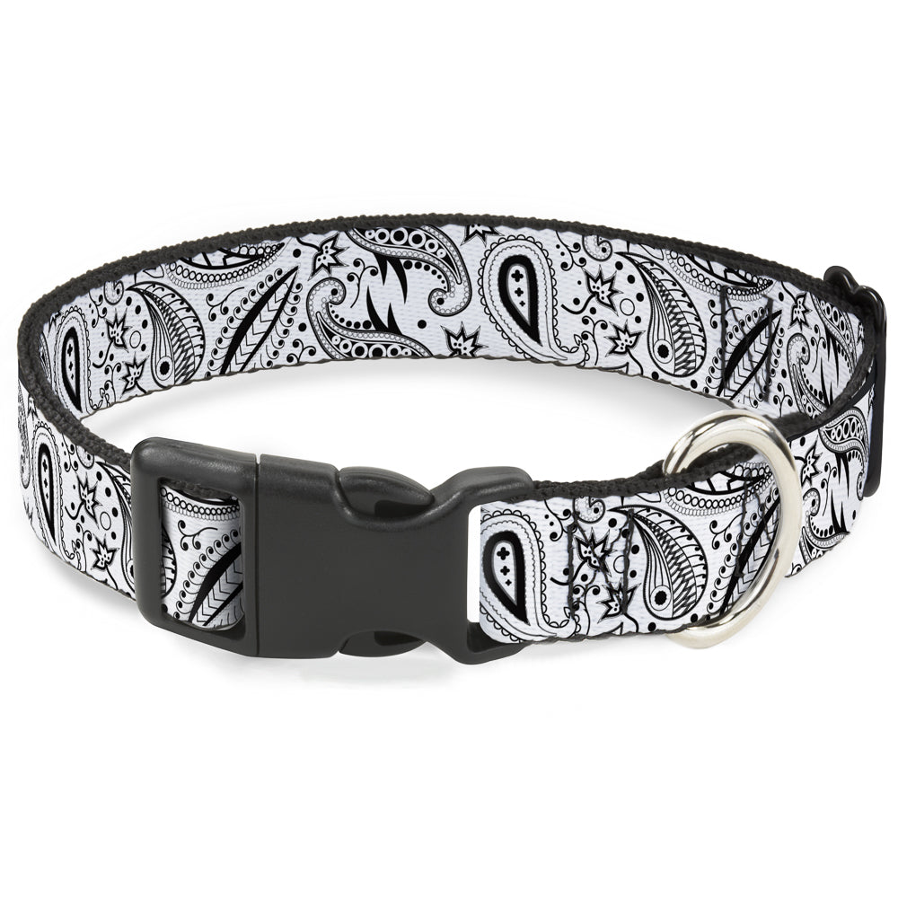 Plastic Clip Collar - Floral Paisley3 White/Black Plastic Clip Collars Buckle-Down