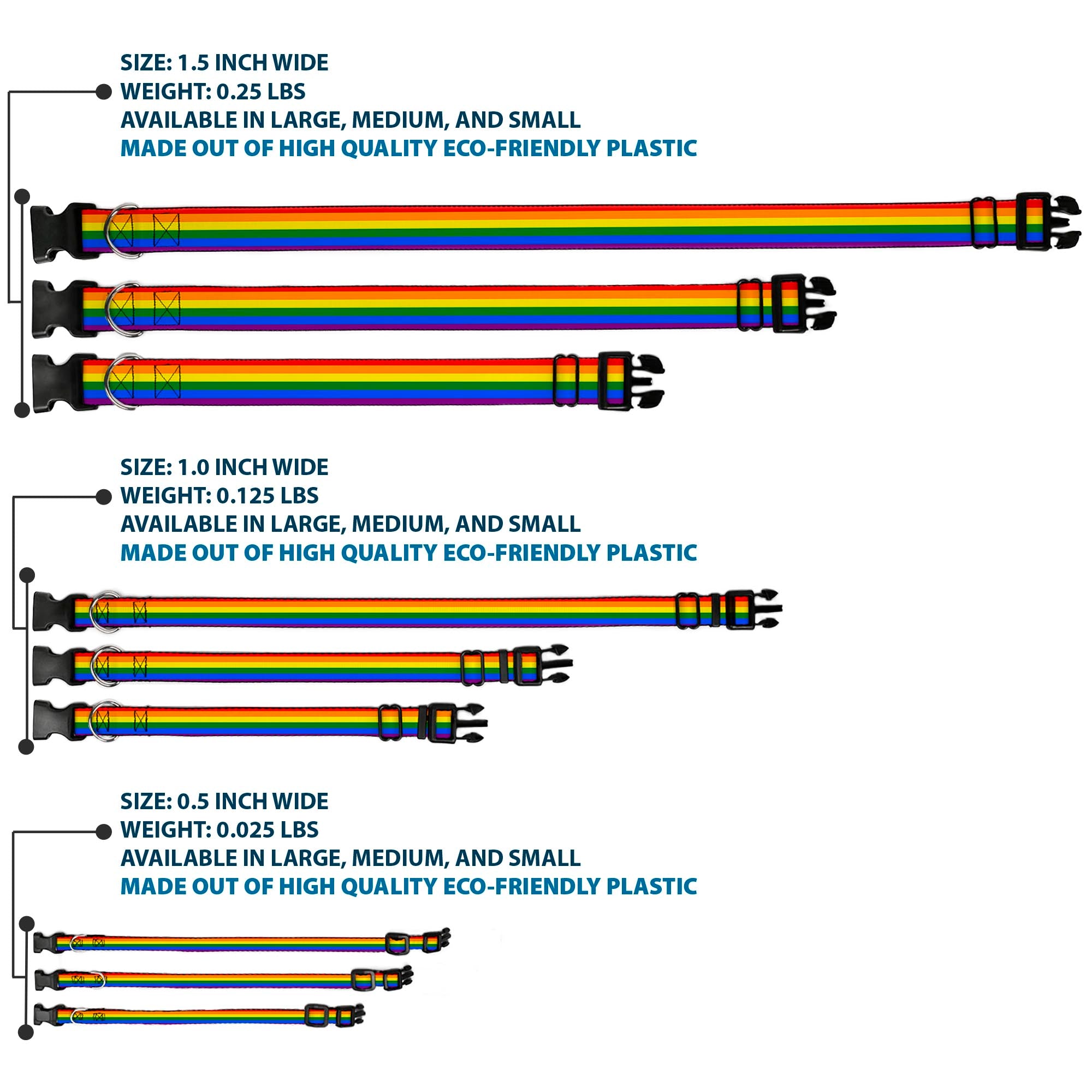 Plastic Clip Collar - Flag Pride Rainbow Plastic Clip Collars Buckle-Down