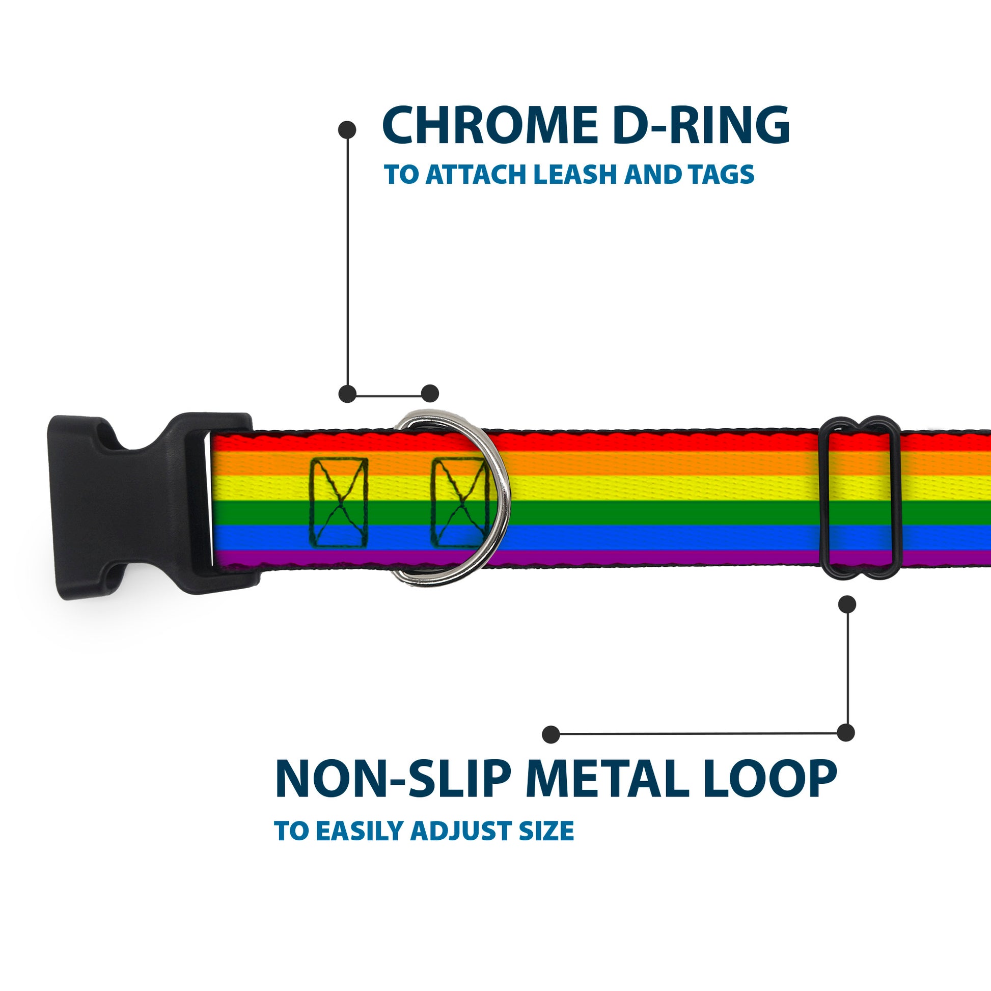 Plastic Clip Collar - Flag Pride Rainbow Plastic Clip Collars Buckle-Down