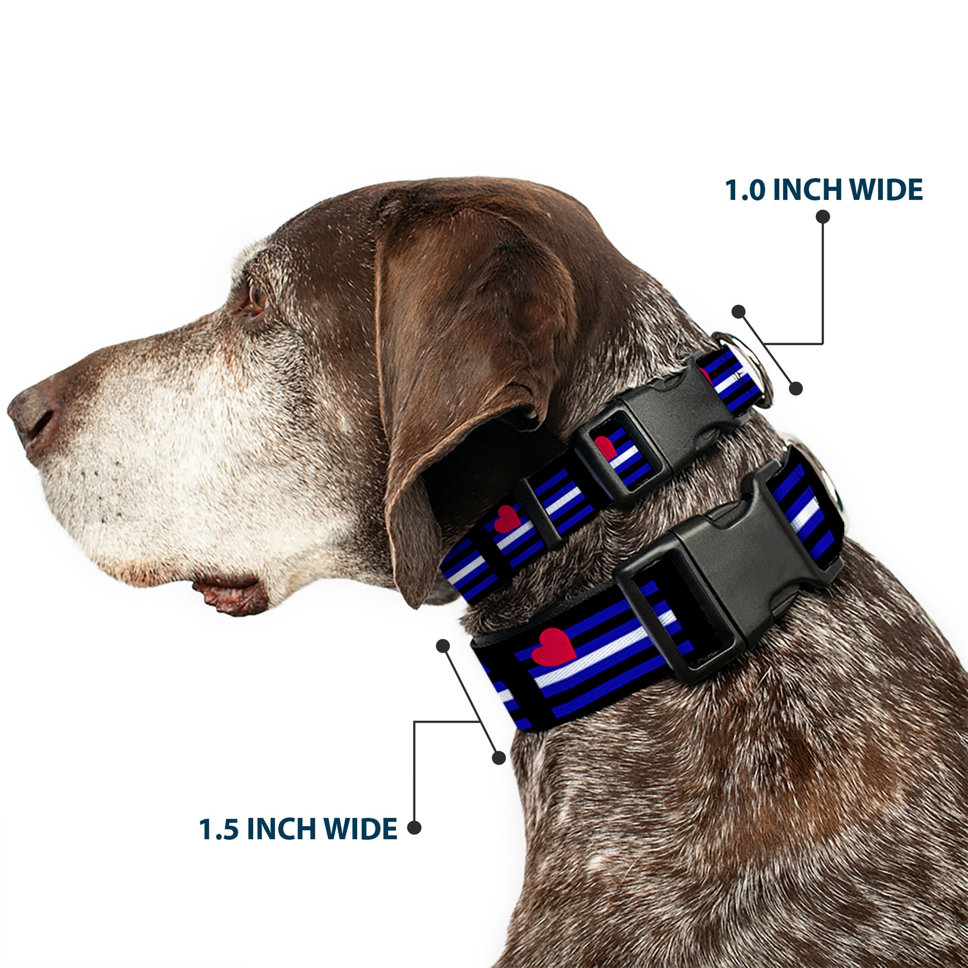 Plastic Clip Collar - Flag Leather Black/Blue/Red/White Plastic Clip Collars Buckle-Down