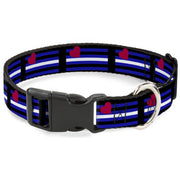 Plastic Clip Collar - Flag Leather Black/Blue/Red/White Plastic Clip Collars Buckle-Down