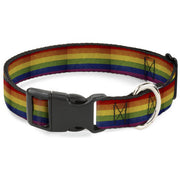 Plastic Clip Collar - Flag Pride Distressed Rainbow Plastic Clip Collars Buckle-Down
