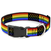Plastic Clip Collar - Flag American Pride Rainbow/Black Plastic Clip Collars Buckle-Down