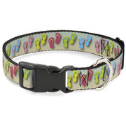 Plastic Clip Collar - Flip Flops2 Aqua/Multi Color Plastic Clip Collars Buckle-Down