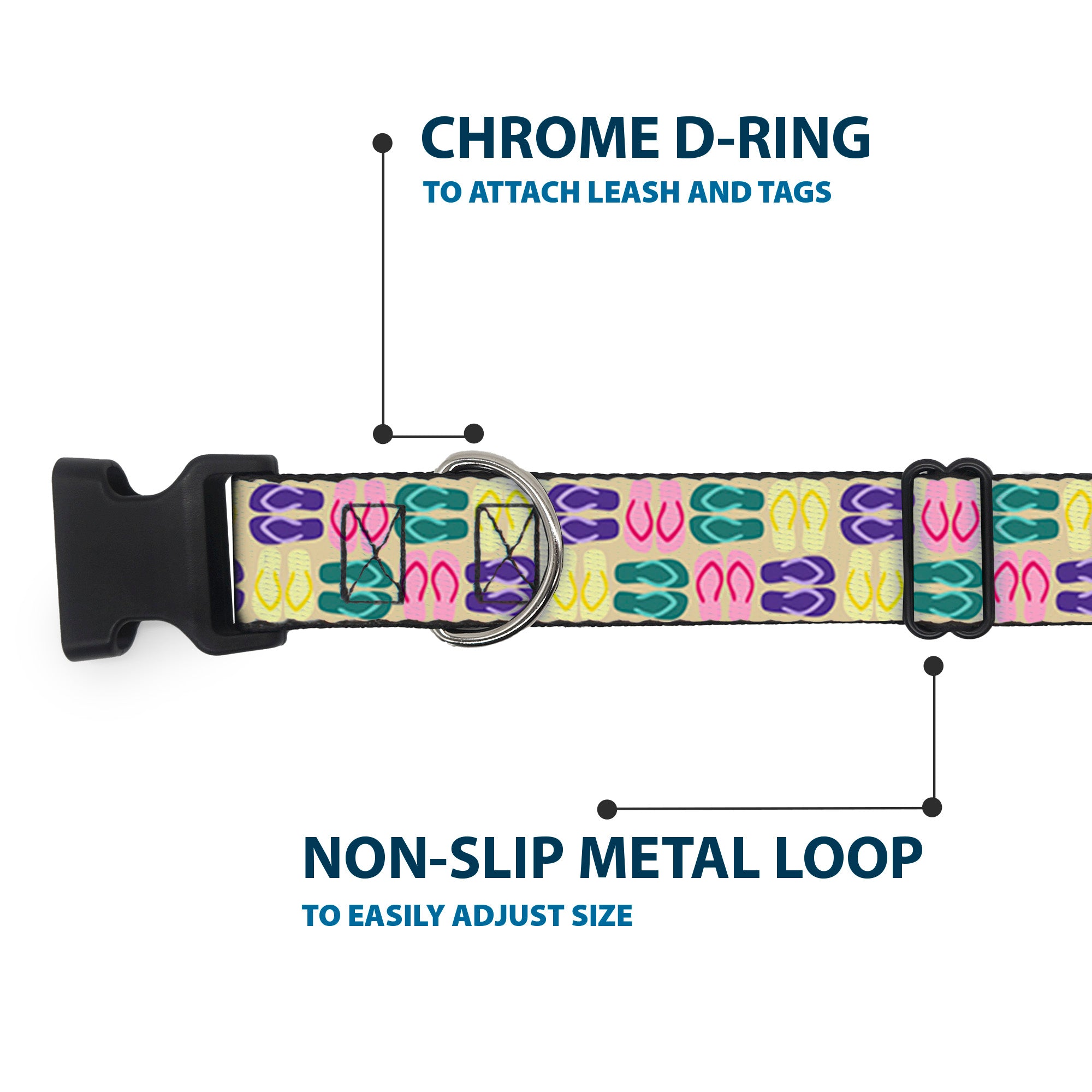 Plastic Clip Collar - Flip Flops4 Sand/Multi Color Plastic Clip Collars Buckle-Down