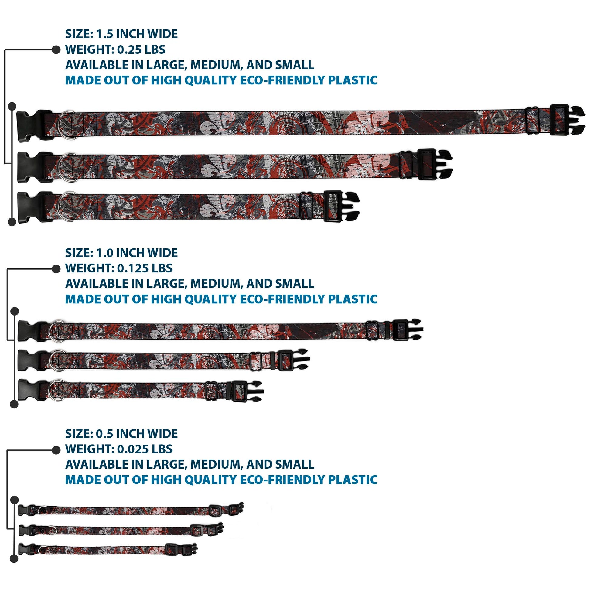 Plastic Clip Collar - Gothic 3 Plastic Clip Collars Buckle-Down